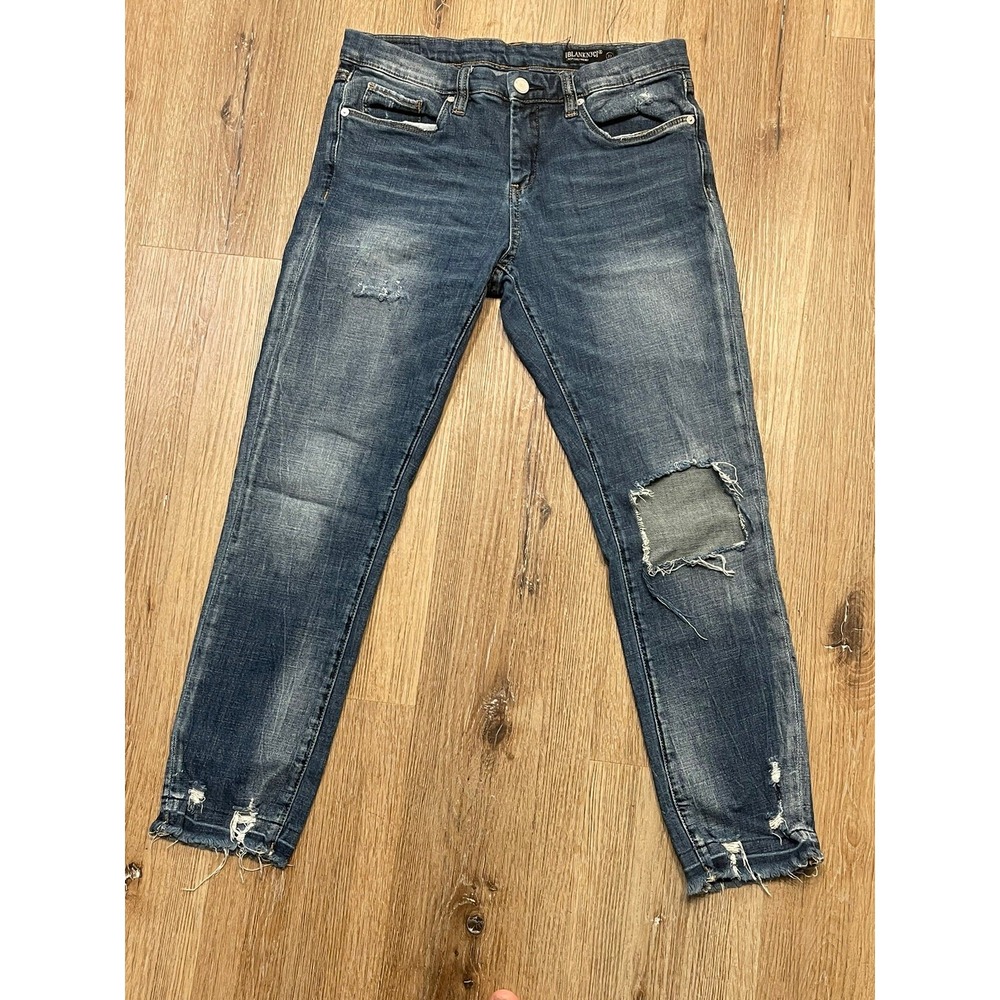 Blank NYC Crop‎ Jeans Size 27x26 Frayed Hem Distressed Blue Denim Y2K 90s